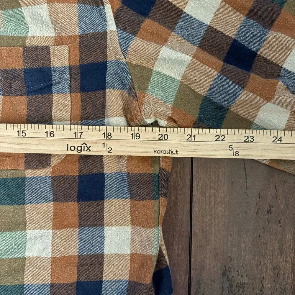 J. Crew Flannel Shirt Mens L Brown Plaid Button Up Collared Casual Long Sleeve - Picture 3 of 7